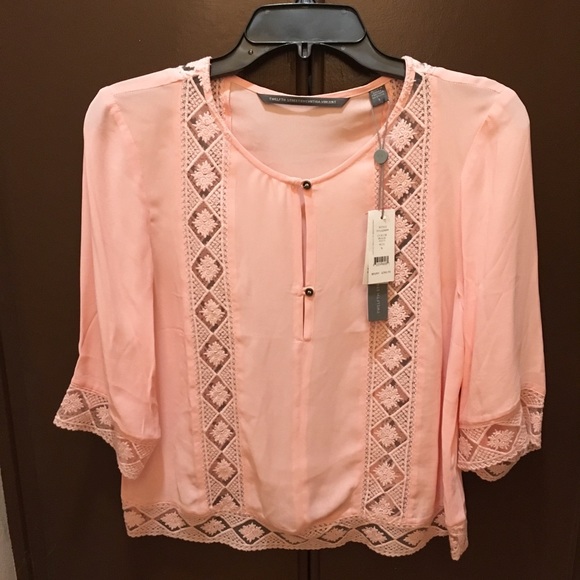 Twelfth Street by Cynthia Vincent Tops - Peach Twelfth St. By Cynthia Vincent light Blouse